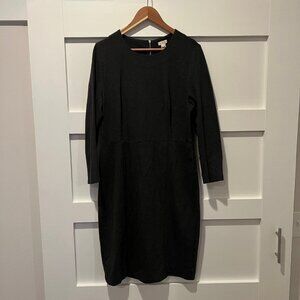 J.Crew Charcoal Heathered Gray Zip Ponte Sheath Dress 3/4 Sleeves Sz 12